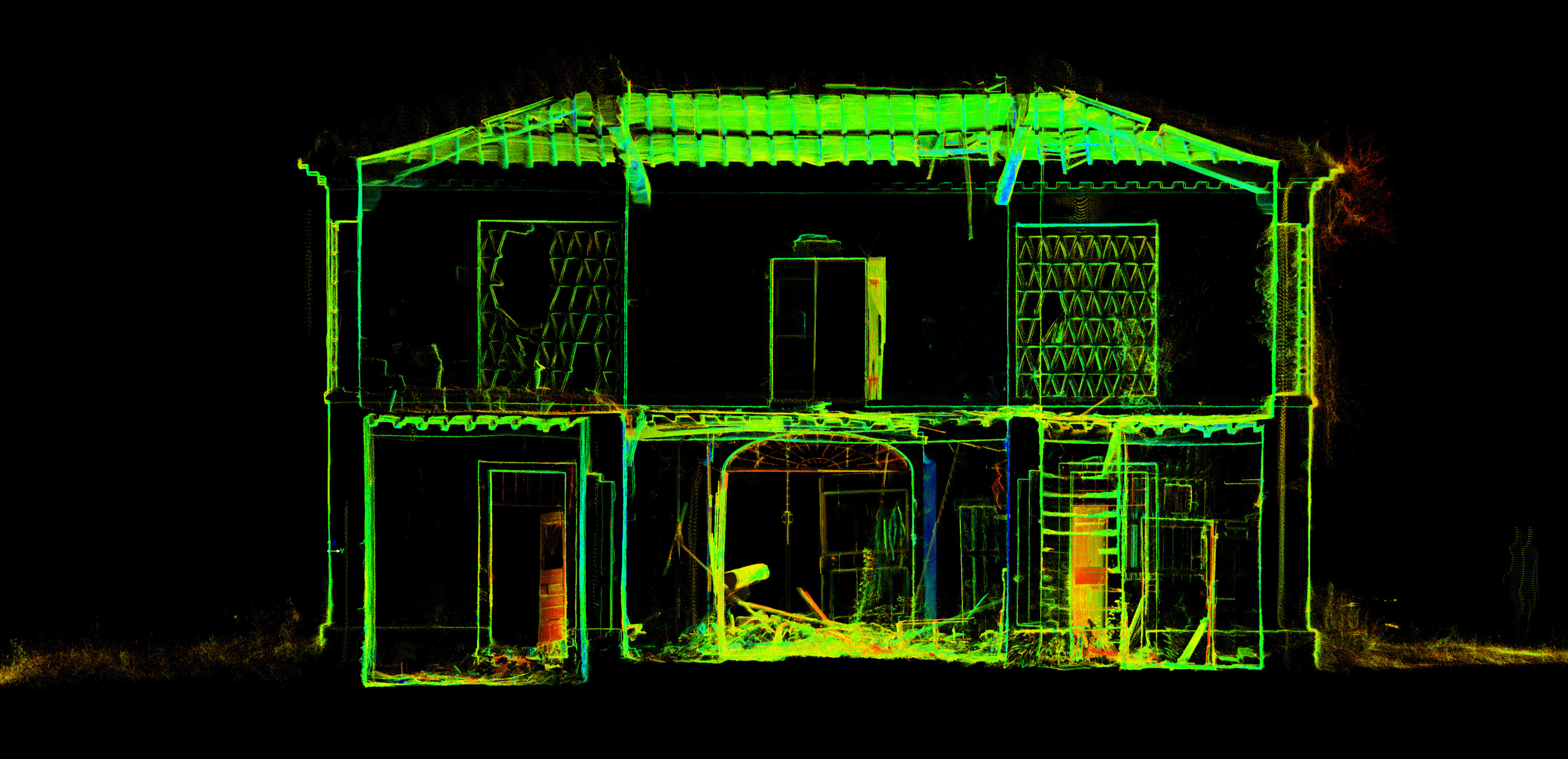 Rilievo laser scanner 3D del Podere Il Poggiolo: Sezione A–A complessiva